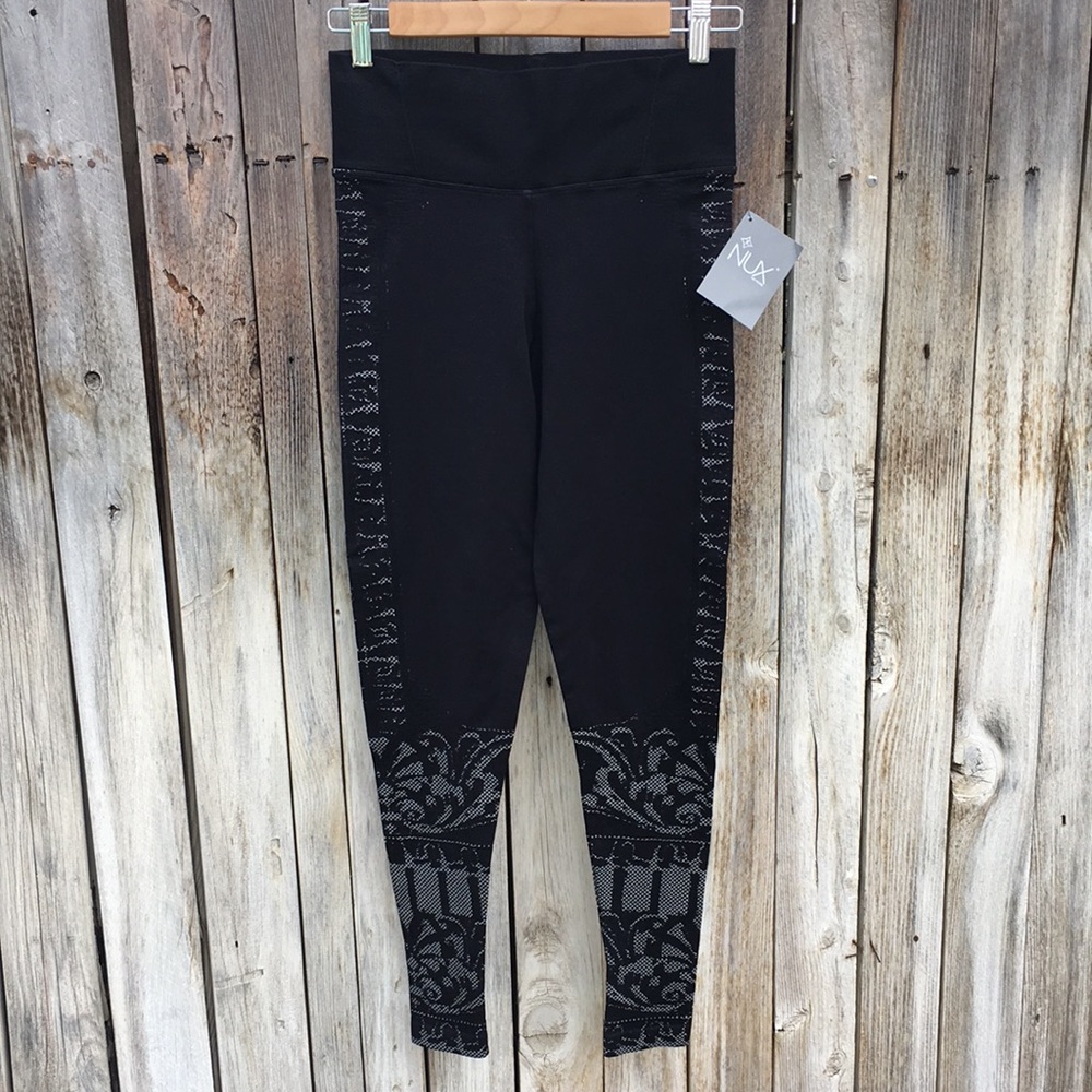 NWT Nux Greta High Rise Leggings Black Jacquard L